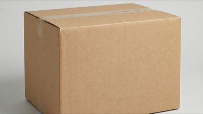 A large sealed heavy-duty corrugated shipping carton