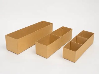 Corrugated trays with fitted dividers
